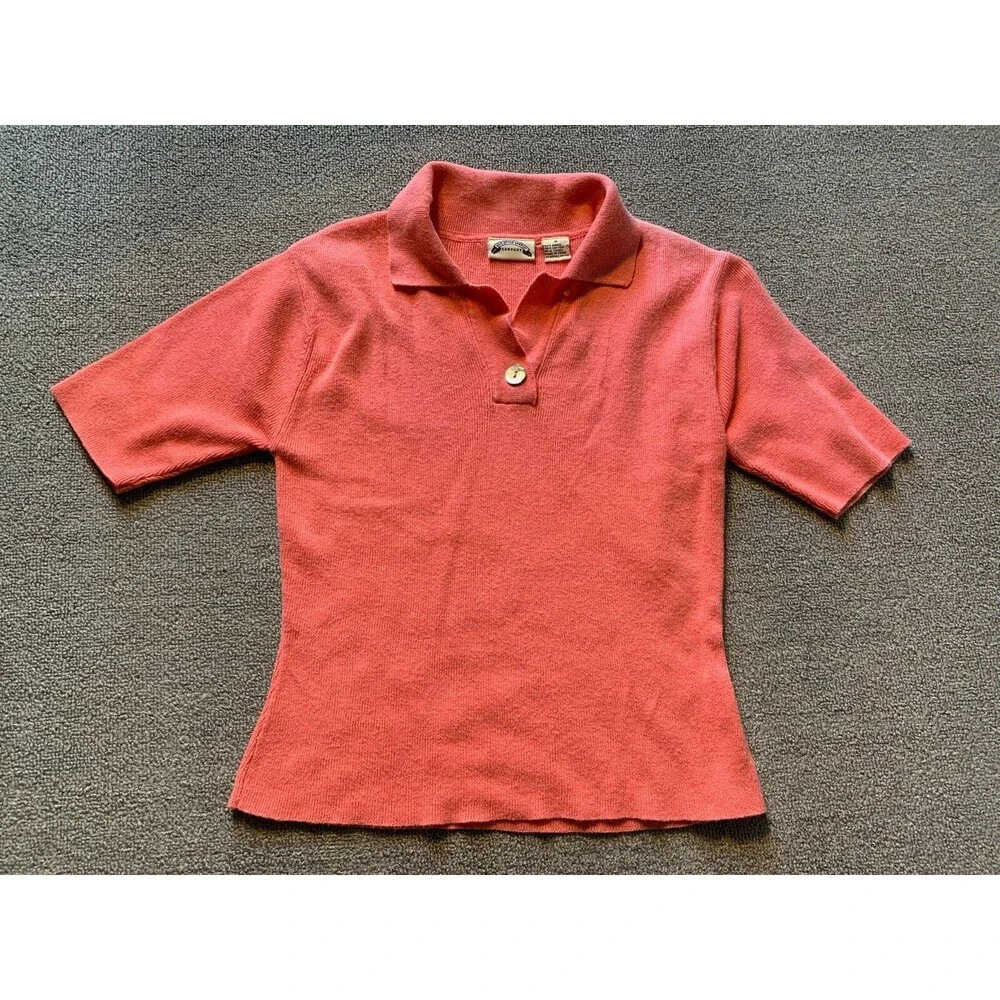 Best United Garment Co. Short Sleeve Shirt Small S Pink Knit with Collar - Picture 1 of 4